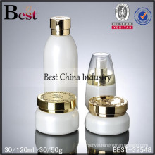 30ml, 120ml white glass bottle with gold cap logo printed